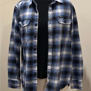 Obey Unisex Blue and White Plaid Over-Sized Button-Down Shirt/ Jacket/ Shacket